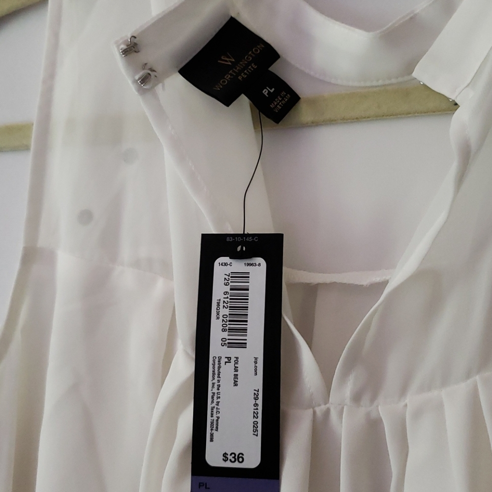 Women's Worthington Petite Cream Flowy Top NWT - Picture 6 of 7